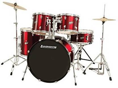 Generic Ludwig Accent Drive Red 5-Piece Drum Set (Includes Hardware, Throne, Pedal, Cymbals, Sticks And Drum Key)