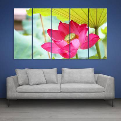 inephos Multiple Frames Beautiful Lotus Flower Wall Painting Digital Reprint 30 inch x 52 inch Painting