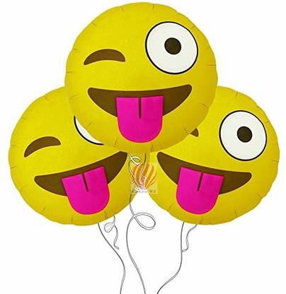 PartyballoonsHK Printed Winky Face Emoji Foil Balloon Pack of 3 Balloon