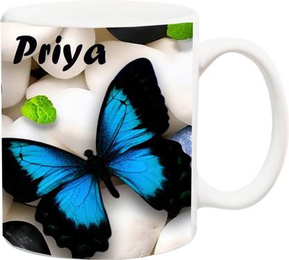 Stylotrendz Special Gift for Girl,Wife,GF,Sister,Mom- PRIYA Beautiful Butterfly HD theme Printed Coffee Ceramic Coffee Mug