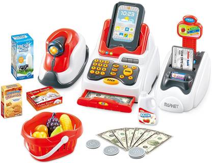Webby Supermarket Cash Register Play Set with Real Counter Sound