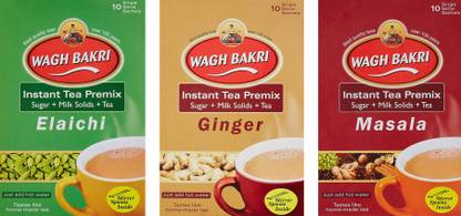 Waghbakri Instant Tea Premix Elaichi, Ginger & Masala Combo (Pack of 3) Assorted Instant Tea Box