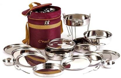 NEELAM Travelling , Picnic Tiffin Box Set of 26Pcs No-12 Stainless Steel 12 Containers Lunch Box