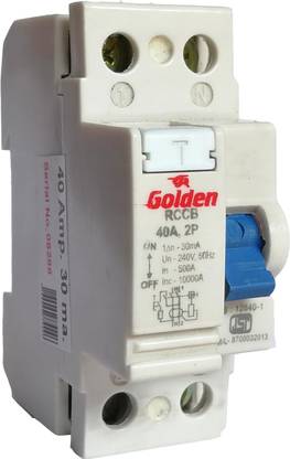 GR Golden Single Phase 2 Pole RCCB + ISI Marked MCB 40Amp/30ma With High Voltage, Overload Protection (Shock Guard) 2P MCB