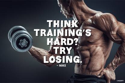 KAARTI Think trainings hard? Try losing. - Nike Quote Mini Sticker Paper Print
