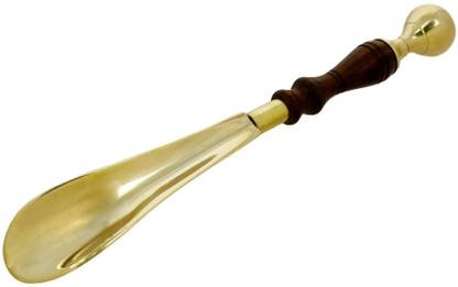 Skywalk Metal Brass Shoe Horn with Wooden Handle(Golden) Shoe Tree