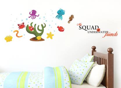 Wallmonks 100 cm My Squad of Underwater Friends Self Adhesive Sticker