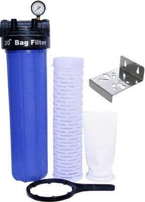 IONIX Whole house water filter full installation Set with SS L plate. Connects with 0.5 to 2 Inch piping Using Reducers Solid Filter Cartridge