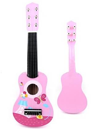 Wolfbush Kids Guitar 21 Inch, 6 String Mini Wooden Guitar Toy Children Musical Instruments - Pink