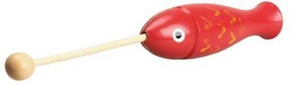 Generic Vktech Wood Fish Shape Kids Temple Block Beater Percussion Instrument Red