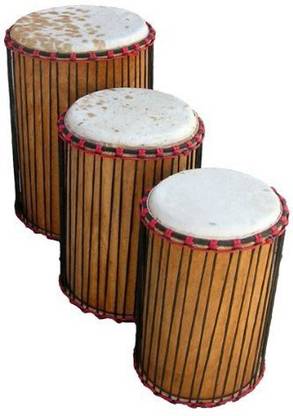 Generic African Dunun Drum Set Of 3 - Ivory Coast Dunumba Sangban Kenkeni