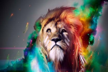 Exclusive AZOHP1717 Lion Color Abstract Full HD Poster Latest Best New Look Beautiful Scenery Paper Print