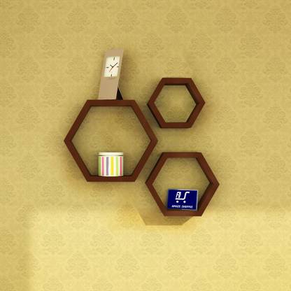 Amaze Shoppee Hexagon MDF (Medium Density Fiber) Wall Shelf