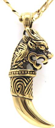 Indi Creation Sharp Lion Teeth Gold-plated Brass Pendant
