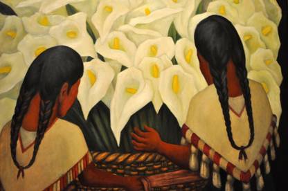 Girl With The Calla Lilies - "Diego Rivera Paintings Collection" - Premium Quality Poster For Home And Office Décor Paper Print
