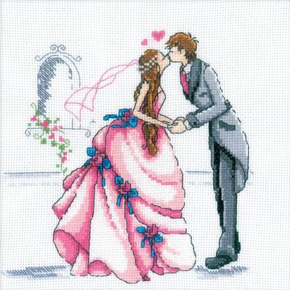RTO Bride & Groom Counted Cross Stitch Kit - 8"X8" 14 Count