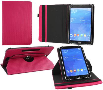 Emartbuy Flip Cover for Acer Iconia Tab A701 Emartbuy® Acer Iconia Tab A701 PC ( 9 - 10 Inch ) Dark Hot Pink Padded 360 Degree Rotating Stand Folio Wallet Case Cover + Stylus
