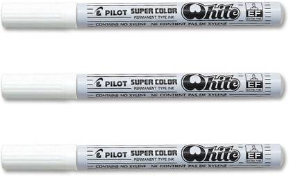 PILOT 019728 Permanent Marker (White - Extra Fine - Pack of 3)