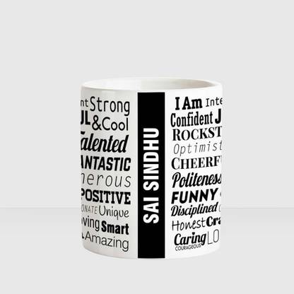 HUPPME SAI SINDHU Good Personality White Ceramic coffee Name Ceramic Coffee Mug