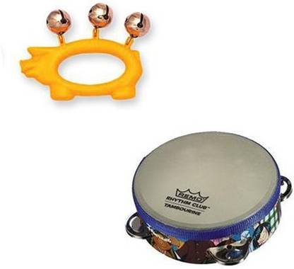 Hohner Kids Yellow Pig Animal Jingle Bells Deluxe W/ Remo Rhythm Club Tambourine