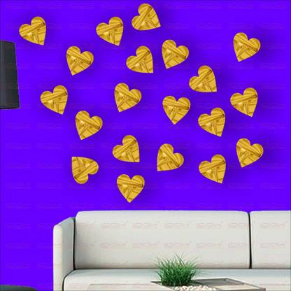 LOOK DECOR 80 cm Hearts Gold(Pack Of 20)Code6 Self Adhesive Sticker