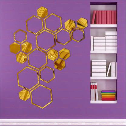 LOOK DECOR 80 cm Shape Hexagon Gold(Pack Of 20)Code13 Self Adhesive Sticker