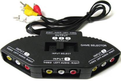 OXYURA  TV-out Cable 3 In 1 Out Audio Video 3 RCA AV Switch Switcher Signal Converter