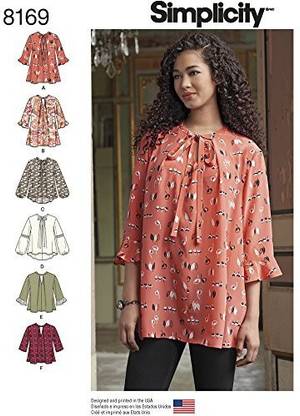 Simplicity Misses' Loose-Fitting Tunic And Top-Xxs-Xs-S-M-L-Xl-Xxl