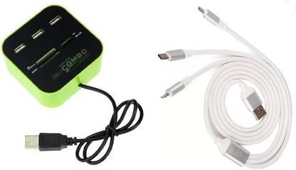 durReey Set of Multi connectivity USB Hub with Lightning 8 Pin +ANDROID+TYPE C 3 IN 1 C5Y USB Hub, USB Cable