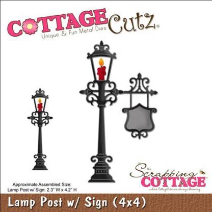 Cottagecutz Die - Lamp Post W/Sign 2.3"X4.2"