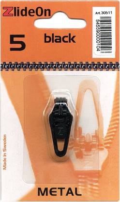 Zlide On Zipper Pull Replacements Metal 5 - Black