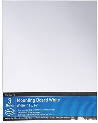 Crescent Cardboard White Mounting Board Value Pack 3 Per Package - 11"X14"