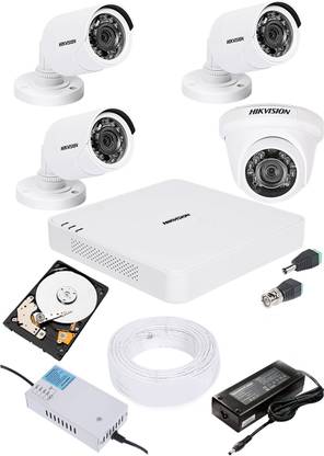 HIKVISION 2MP HD 4 CHANNAL DVR DS-HGHI-F1 & 1Pcs DOME 1080p DS-COT-IRP 3Pcs BULLET 1080p DS-COT-IRP Camera COMBO KIT Security Camera