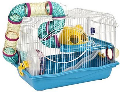 Sage Square Playhouse/cage for Hamster/Dwarf/Gerbil/Mice-with Spare Floor, Tunnel, Exercise Wheel, Water Bottle, Hide House & Food Tray Hamster, Chipmunk, Hedgehog, Mouse, Squirrel House