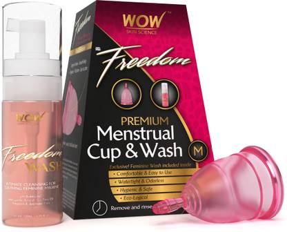 WOW SKIN SCIENCE Wow Freedom Reusable Menstrual Cup and Wash Pre Childbirth - Medium (Under 30 Years) Intimate Foam