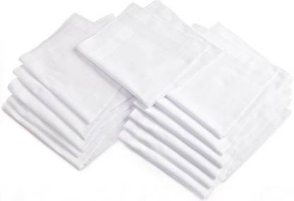 SHONAFABS 12 MEN HANKIES SET OF 12 FULL WHITE ["FULL WHITE"] Handkerchief