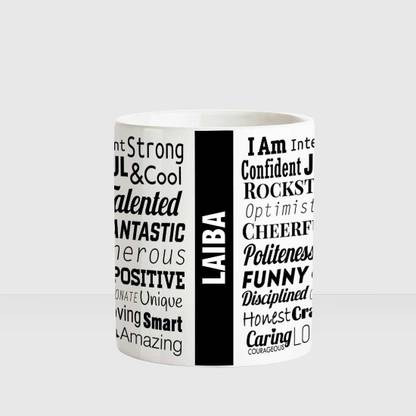 HUPPME LAIBA Good Personality White Ceramic coffee Name Ceramic Coffee Mug
