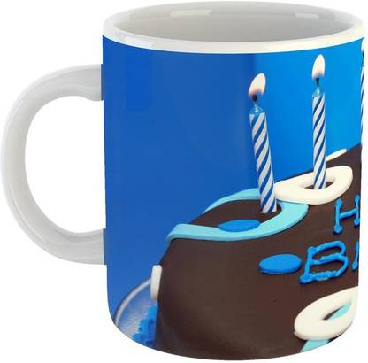 GiftOwl Happy Birthday Chocklate Cake design Coffee For Birthday of friends, Girlfriend, Boyfriend & Gift,family with Glossy Finish vibrant Print 350 ml Capacity Ceramic Coffee Mug