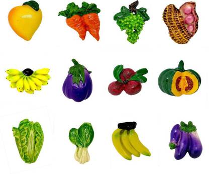 Fizzy Fridge Magnets Set of 5 - Fruits & Veggies Fridge Magnet Pack of 5
