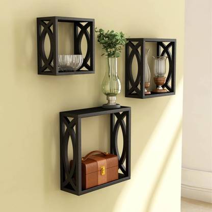 eCraftIndia Set of 3 Decorative Square Floating Wall Shelves Wooden Wall Shelf