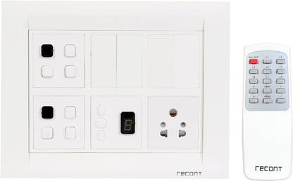recont Remote Control 12 Module Switch board for 6 lights and 1 fans with Socket 10 A One Way Electrical Switch