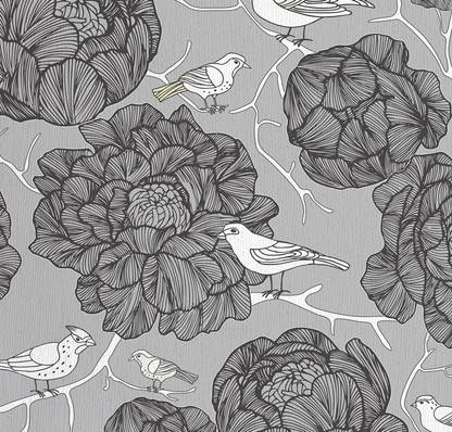 Letsfabify 2739 Line Drawn Flower 100% Cotton Fabric for Sofa, Curtains, Cushions and more Sofa Fabric