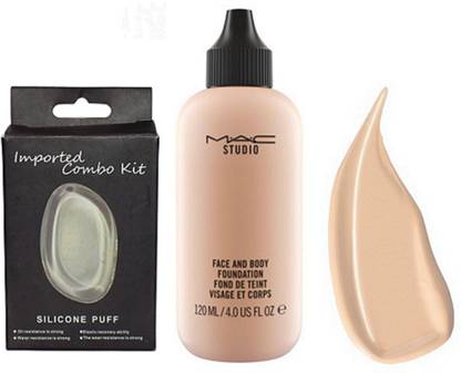 Imported Combo Kit Silicon Puff With Mac Face & Body Foundation 120ml