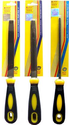 JON BHANDARI 6" flat file,half round,round file pack of 3