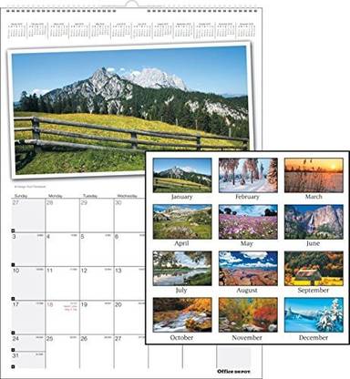 OFFICE DEPOT Photographic Wall Calendar, 12In. X 17In., 30% Recycled, Multicolor, January-December 2016, Od3023-2816