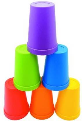 Skoolzy 6 Rainbow Primary Color Identification,Sorting And Matching Cups By For Pre-Math And Fine Motor Skills. Stackable Colored Cups F