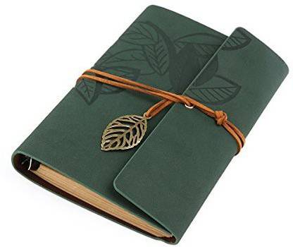 Tinksky Vintage Style Loose-Leaf String Bound Notebook Travel Diary- Size L (Green)