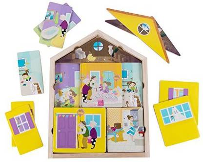 Generic Wooden Storytelling Stacking Puzzle: 4 Puzzles In 1 - Each Layer Is A Different Story Sequence