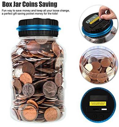 Clear Money Box Pots Savings Fund Save Coins Piggy Bank For Children DP 