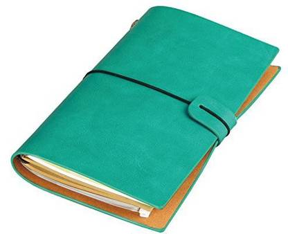 Milopos Leather Journal Notebook,Miopos Refillable Spiral Daily Notepad Travel Journal Diary With Blank Pages (Blue)